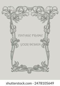 vintage artistry of lines floral frame flowers decorative border background
