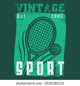 Vintage artwork for sportswear. Tennis club vector t-shirt design. New York tennis league graphic print design. Sport logo. College font. Racket tournament. Tennis college league.