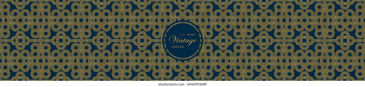 Vintage asia gold blue pattern Chinese, Abstract pattern Japanese and Korean seamless in oriental geometric traditional of Asian panorama style. Seamless pattern ornament for wallpaper decoration.
