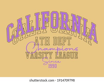 Vintage Athletic College Graphic
T Shirt Print Design.