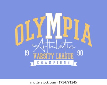 Vintage athletic college graphic
T shirt print design.