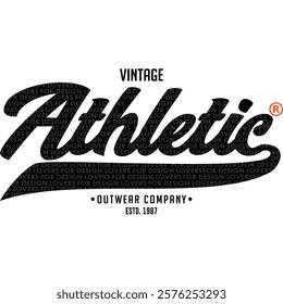 Vintage athletic texture font graphic tee design vector 