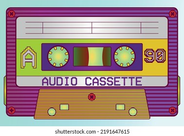 Vintage audio cassette from the 90s. Nostalgia in vector format