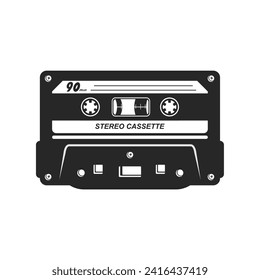 Vintage Audio Cassette Icons In Black And White. Retro Audio Technology Symbols With A Nostalgic Feel