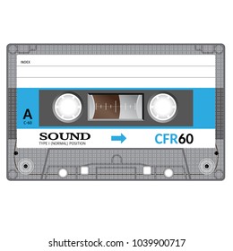 Vintage audio cassette tape, realistically looking design.