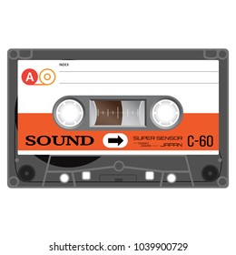 Vintage audio cassette tape, realistically looking design.