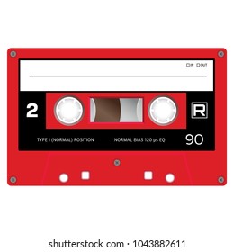 Vintage audio cassette tape, realistically looking design.
