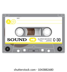 Vintage audio cassette tape, realistically looking design.