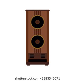vintage audio speaker flat design vector illustration. Loudspeaker. Audio equipment to produce sound.