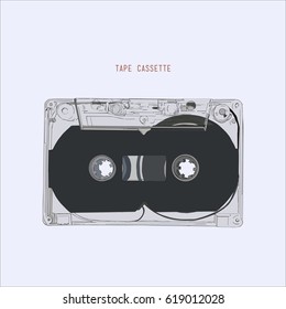 vintage audio tape cassette, illustration vector.