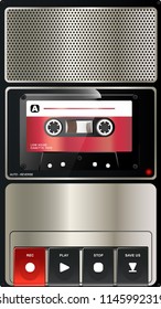 Vintage audio tape recorder with chrome texture