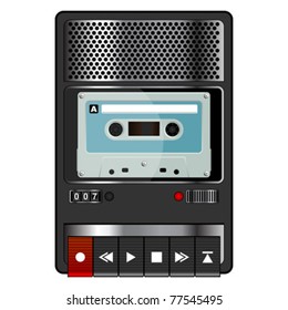 Vintage audio tape recorder isolated over white background