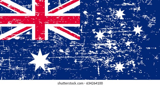 Vintage Australian grunge flag, vector illustration.