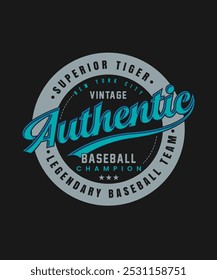 Vintage Authentic Baseball T-shirt Design