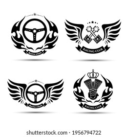 Vintage auto club symbol vector illustration 