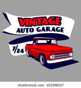 Vintage Auto Garage vector T-shirt design