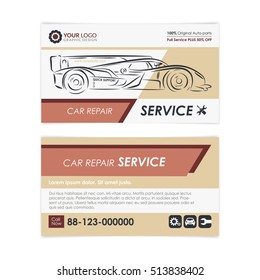 Vintage Auto repair business card template. Create your own business cards. Mockup Vector illustration.