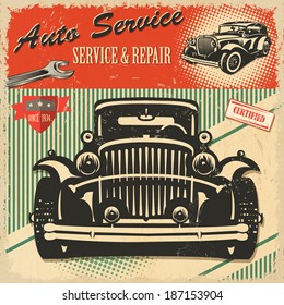 Vintage Auto Service retro poster