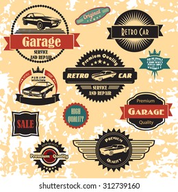 Vintage Automotive Labels And Signs Set.