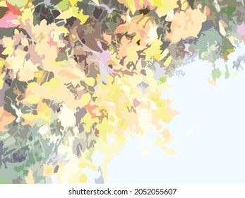 Vintage autumn background with colorful foliage for wallpaper or textiles. Textural background in yellow-orange tonality on nuance shades for prints and poster, cards and covers, fabric products, etc.