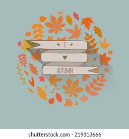 vintage autumn card with ribbon