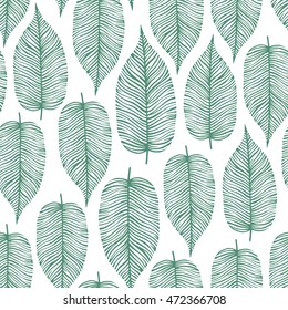 Vintage autumn seamless pattern. Exotic leaves vector illustration. Design for card, print, wallpaper, invitation.