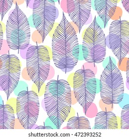 Vintage autumn seamless pattern. Exotic leaves vector illustration. Design for card, print, wallpaper, invitation.