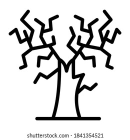 vintage, autumn tree vector line icon