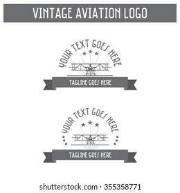 Vintage Aviation Logo - can be used as a badge as well; vector, editable