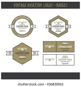 Vintage Aviation logo/badge - vector, editable