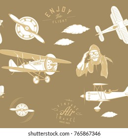 vintage aviation pattern two colors 1920s style