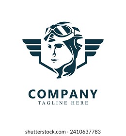 Vintage aviator on logo badge design vector illustration