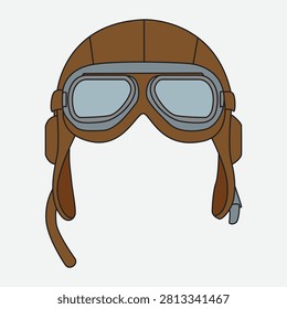 Vintage aviator pilot goggles and leather helmet. Retro flight gear for adventure and aviation enthusiasts.