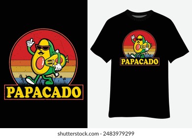 Vintage Avocado Dad Vegan Guacamole Avocado Papacado T-Shirt