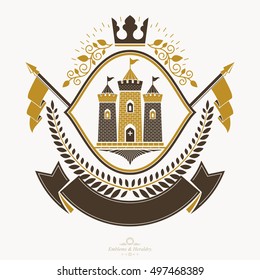 Vintage award design, vintage heraldic Coat of Arms. Vector emblem.