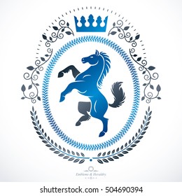 Vintage award design, vintage heraldic Coat of Arms. Vector emblem.