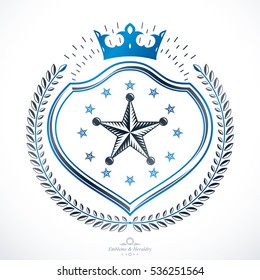 Vintage award design, vintage heraldic Coat of Arms. Vector emblem.