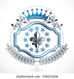 Vintage award design, vintage heraldic Coat of Arms. Vector emblem.