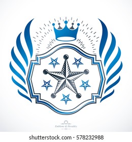 Vintage award design, vintage heraldic Coat of Arms. Vector emblem.
