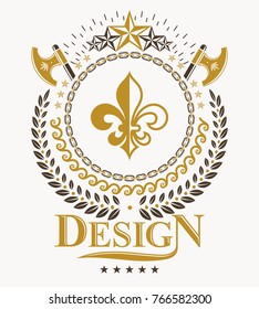Vintage award design, vintage heraldic Coat of Arms. Vector emblem.