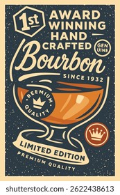 Vintage Award Winning Brandy Poster - Premium Handcrafted Drink Glass Retro Bar Template