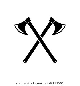 Vintage axe crossed silhouette icon vector illustration design on white background.