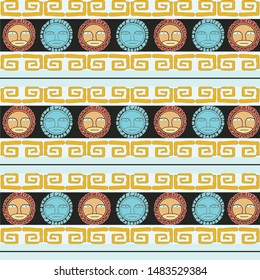 Vintage aztec pattern for wallpaper design. Trendy hand drawn seamless print. Seamless mexican pattern. Tribal ethnic texture. Vector sketch background.