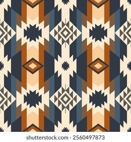 Vintage aztec southwestern pattern. Vector colorful aztec southwestern geometric shape seamless pattern. Ethnic geometric pattern use for fabric, textile, home decoration elements, upholstery, etc.