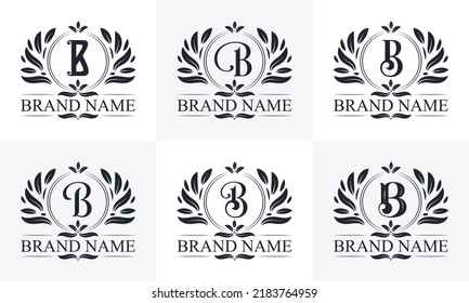 Conjunto de logotipos de letras antiguas b. Paquete de diseño del alfabeto retro vintage b