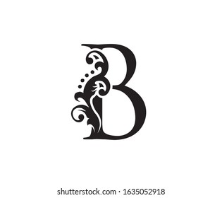 Vintage B Letter Swirl Logo. Black B With Classy Leaves Shape design perfect for fashion, Jewelry, Beauty Salon, Cosmetics, Spa, Hotel and Restaurant Logo. 