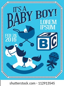 vintage baby boy poster template vector/illustration
