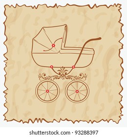 Vintage baby carriage. Vector illustration eps.10.