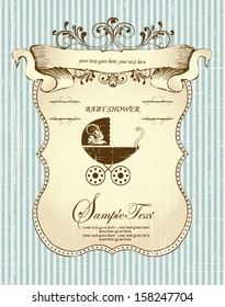 Vintage Baby Shower Announcement Card