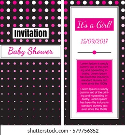 Vintage baby shower invitation card with romper suit